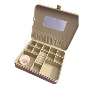 Hives & Honey Opal Travel Jewelry Case Flip Top Mirror Velvet Lined Golden Mist